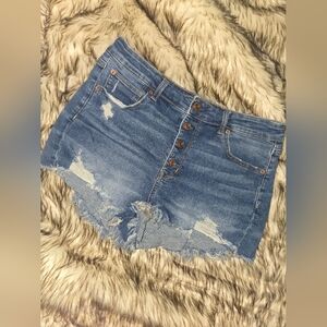 American Eagle Outfitters Blue Distressed Jean Shorts